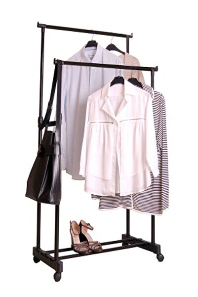 oneon express Tekerlekli Elbise Askısı Çift Tepeli,ayaklı Konfeksiyon Askılık