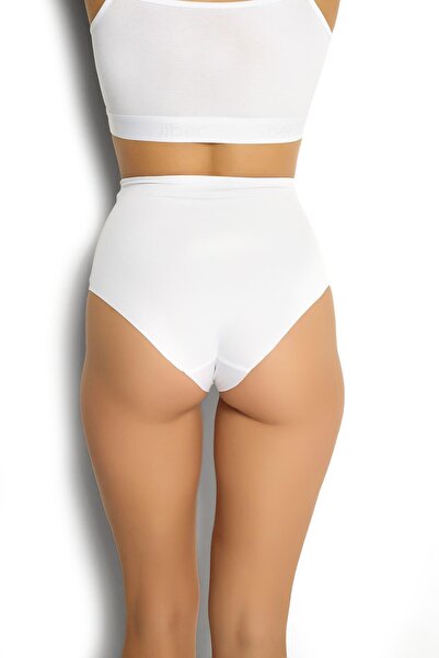 MYS GRUP TEKSTİL JİBER Γυναικείο Σετ 3 τεμαχίων Λευκό Microfiber Lycra Ψηλόμεσο Bato-Bikini-Slip-Panty /699