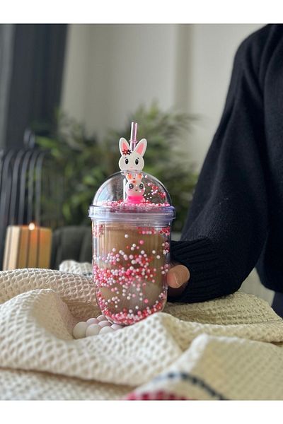MİMOZA PARK 400 ML MICA GLASS WITH STRAW| Cold Drink Cup for Coffee Presentation BPA Free