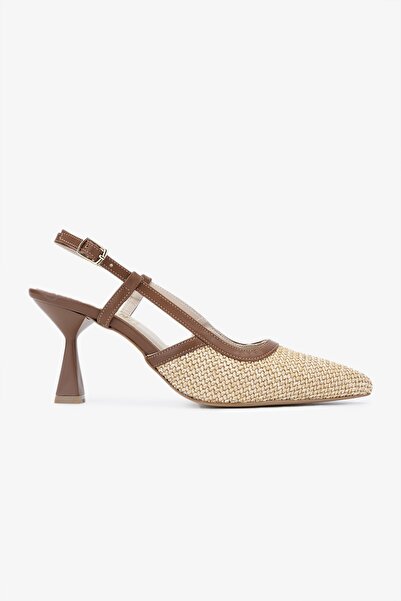 Valmenti Tinni Women's Natural Straw Textile Heeled Shoes