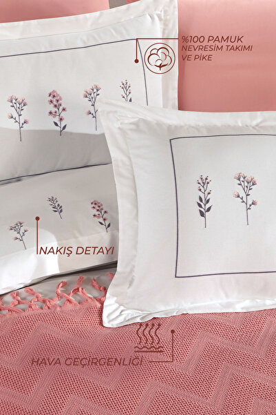 Elart Daisy Duvet Cover Pique Set 7 Pieces Dried Rose