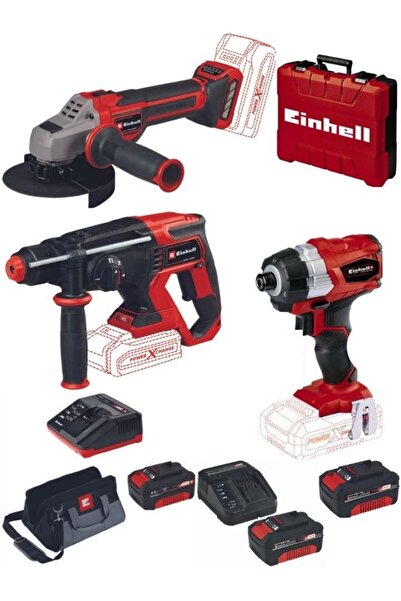 Einhell te-ci 18 bl Vidalama TE-HD 18/20 TP-AG 18/125 Q Taşlama 3x4.0ah Akülü...