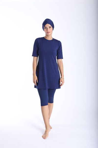 My-o Lycra Women's Hijab Swimsuit - Solid Color, Short Sleeve, 38-52