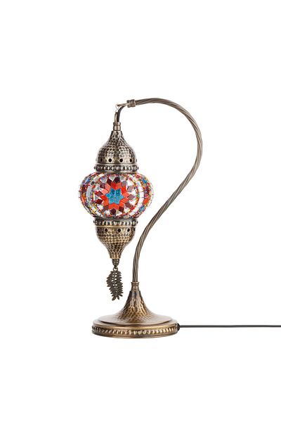 Demmex 40cm Gooseneck Authentic Turkish Lamp - 100% Handcrafted, Moroccan Mosaic Table Bedside