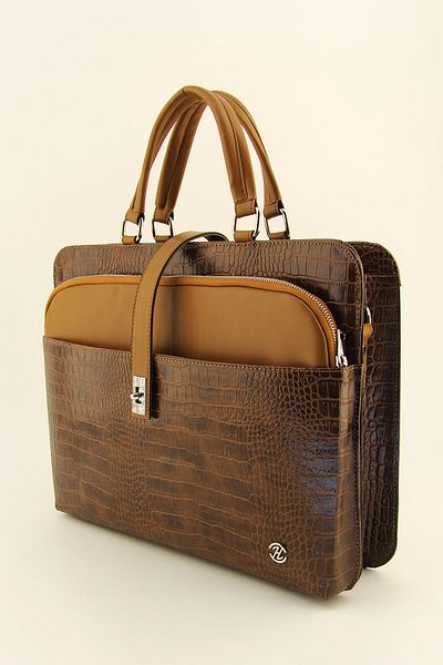 HNB Geantă unisex pentru laptop, crocodil, bronzat - 15 și 15,6 inchi