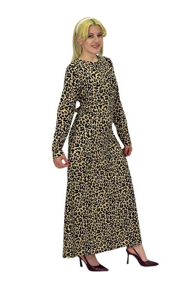 VTN Rochie de damă cu decolteu în formă de crep cu imprimeu leopard - BGL-ST03539