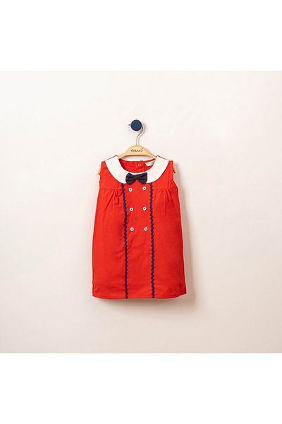 Mijdar Marine Red Linen Baby Girl Dress