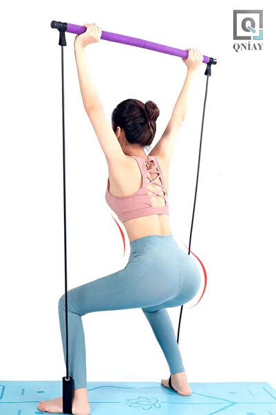 QNİAY Пілатес Резистентний тренувальний ремінь Присідання Домашній спортивний тренувальний стрижень Студія для зміцнення сідниць і стегон