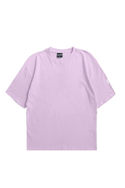 Eazy Co Tricou de bază cu mânecă scurtă, unisex, oversize, cu imprimeu Eazy Lilac