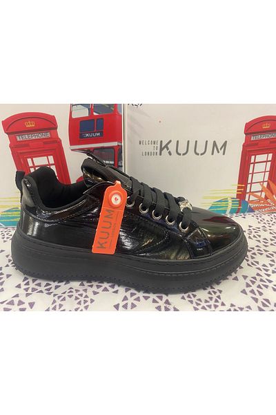 KUUM LONDON 732454 Pantofi de iarnă ocazional din piele lăcuită neagră cu talpă din cauciuc