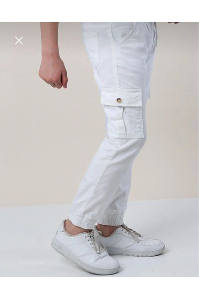 DEMOİSELLE CARGO WHITE PANTAL WITH POCKETS