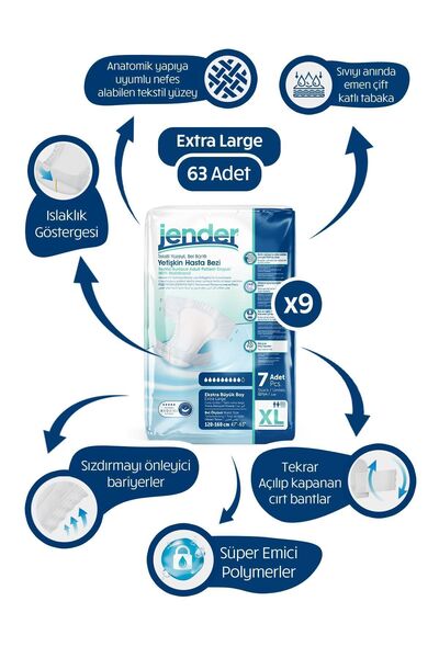 JENDER Bel Bantlı Xl 7'li 9 Paket 63 Adet