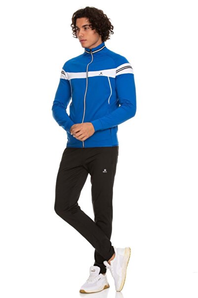 FEROBİ Erkek Fermuarlı Likralı Diz Yapmayan Dalgıç Eşofman Takımı Mavi