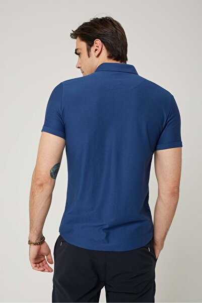 Olivia COONLESS Erkek Kısa Kol Gömlek Koyu mavi