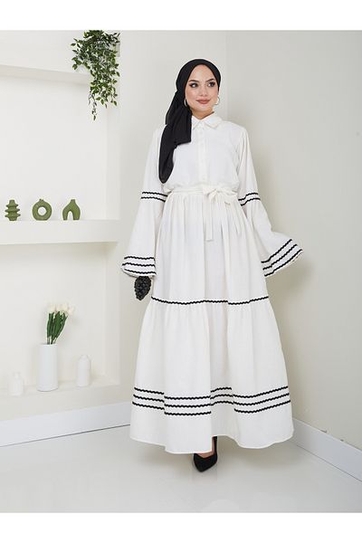 VOLT CLOTHİNG Λινό Φόρεμα Hijab - Κανονική Γυναικεία Εφαρμογή
