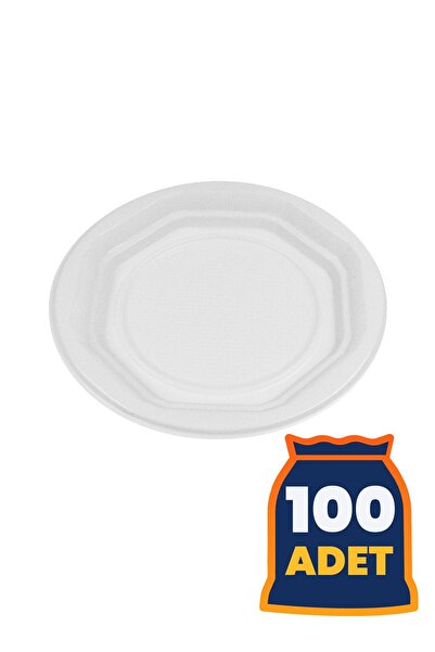 Plastik Tabak Köşeli Beyaz 17 cm Çap - 100 adet
