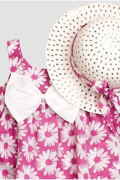 Chicsy Baby Flexible Bow Detail - Daisy Flower Patterned Baby Girl Dress