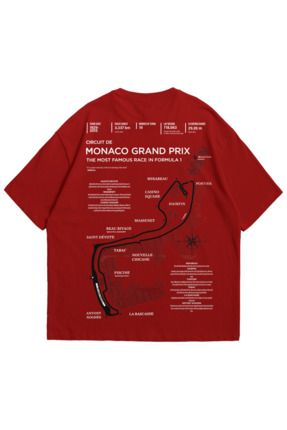 Calvin Jones Unisex K rm z Formula 1 Monaco Grand Prix Bask l Oversize Bisiklet Yaka K sa Kollu T Shirt Fiyat Yorumlar Trendyol