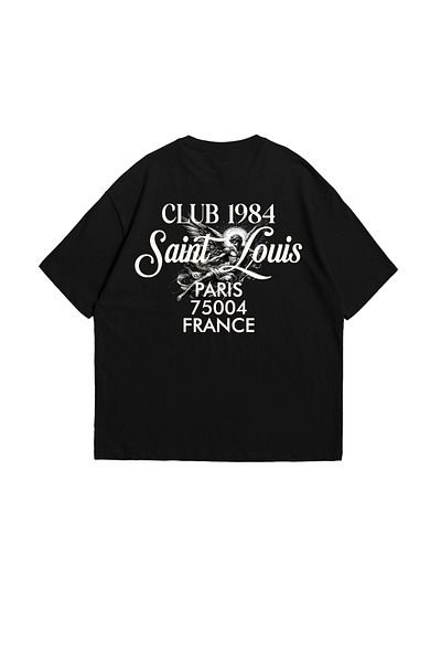 Sekizbiraltı Μαύρο Oversize Unisex T-Shirt - Saint Louis Printed