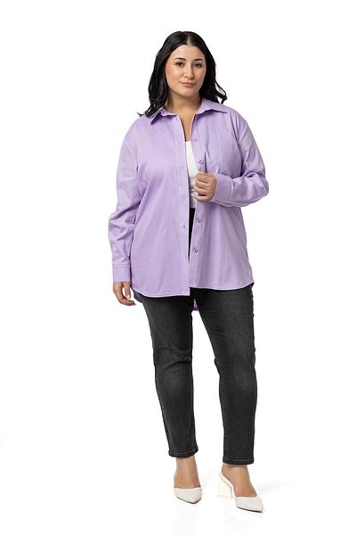 DISENTIS MODEST Jacheta din Gabardina Liliac - Marime Plus, Camasa Detaliata Buzunar
