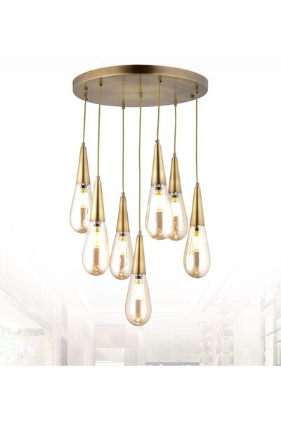 RONİSU AYDINLATMA Sezgi 7'Li Sarkıt Camlı Avize