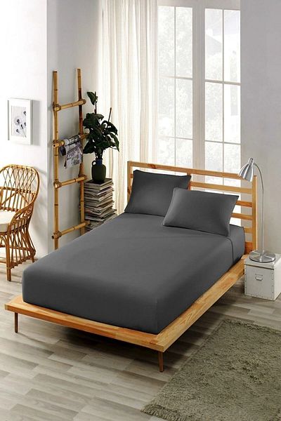 Dekorix Double Gray Anthracite Elastic Sheet Set and 2 Pillowcases Product Fabric Cotton