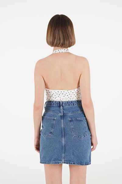 Hipo Trend Λευκή πουά μπλούζα - λαιμόκοψη