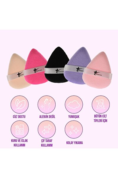 Demstar Professional Makeup Powder Puff Makyaj Süngeri Puff Pembe