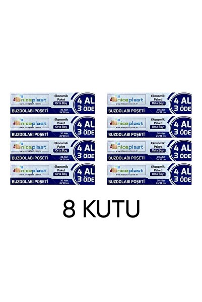 Niceplast Buzdolabı Poşeti 4 Al 3 Öde Orta Boy 240'lı - 8 Kutu
