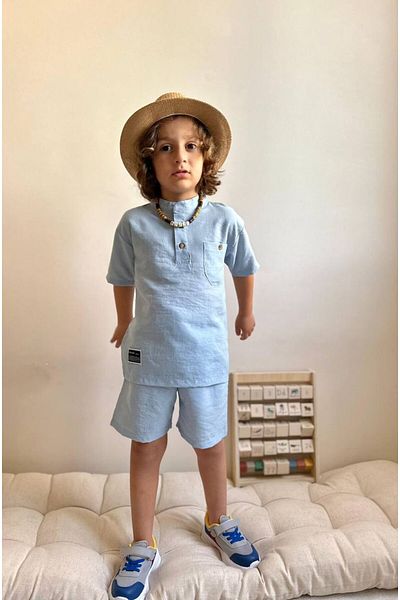 Jolly Kids Set pantaloni scurți pentru băiat din țesătură de in