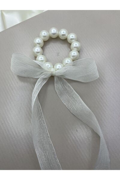 modernist Πόρπη με μαργαριτάρια με λευκή κορδέλα (COQUETTE)