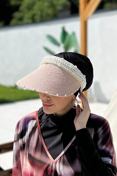 Remsa Mayo İncili Vizör Hasır Şapka Güneş Koruyucu Siperlik Rş-95 Pudra