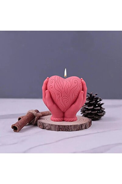 HogART Design Kalp Tutan El Mum Sabun & Kokulutaş  Silikon Kalıp