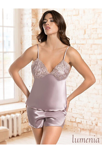 SÜSEN LİNGERİE Комплект дамска нощница и шорти с дантелена бродерия - 2 части