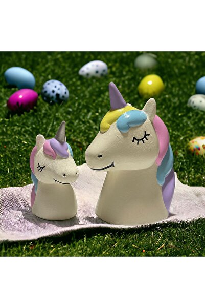 Umay Project Anne Bebek Çift Unicorn At Minyatür Polyester Heykel - Bebek / Ç...