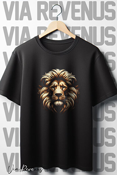 Vordevia Μαύρο μπλουζάκι με λαιμόκοψη με στάμπα Lion