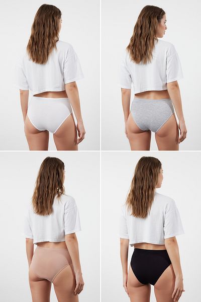 Trendyol Collection 4er-Pack schwarze und mehrfarbige Hipster-Höschen aus Baumwolle – Schleifen-/Banddetail Thmss24ku00040