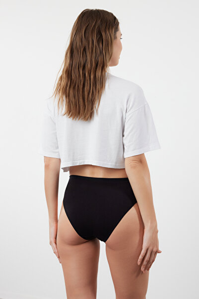 Trendyol Collection 4 balení černé a vícebarevné bavlněné bederní kalhotky - stuha/mašle Detail Thmss24ku00040