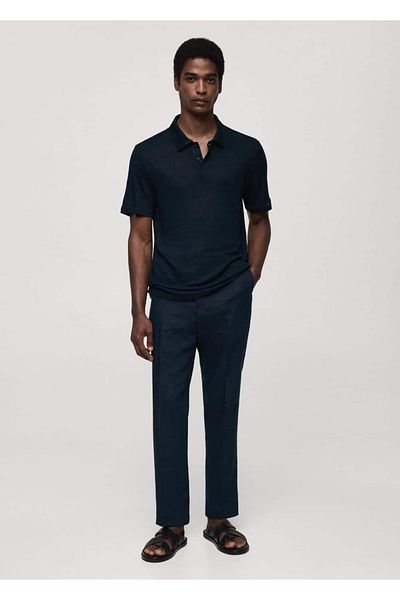 MANGO Man Slim fit 100% λινό μπλουζάκι πόλο