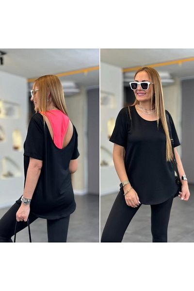 Modayakamoz Γυναικεία μπλούζα με λεπτομέρεια νέον - ύφασμα με δύο κλωστές
