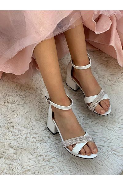 MİA MONDO Rochie de seara pentru copii cu bretele incrucisate cu pietre Pantofi cu toc