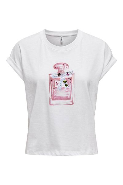 ONLY White Women's T-shirt - 15320665 Onldoris Life S/s Bow Top