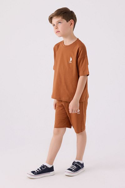 U.S. Polo Assn. Boy's Brown Bermuda Set