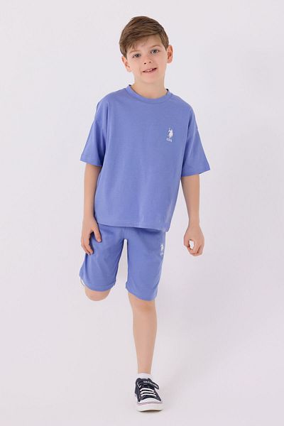 U.S. Polo Assn. Costum bermuda violet pentru băiat