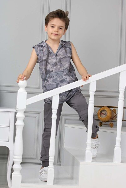 Asortik Kids Boy's Diving Fabric Sports Shorts T-Shirt Bermuda Bottom-Top Set