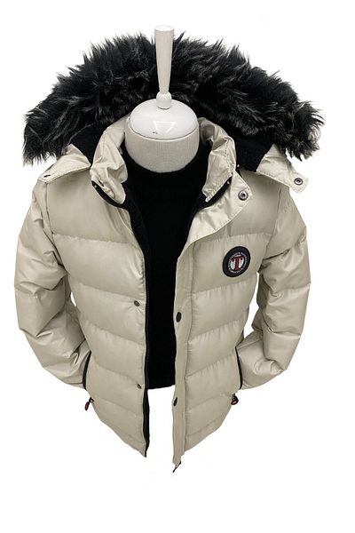 Asortik Kids Boy's Thick Winter Inflatable Dense Fiber Filled Fleece Hips Between Knees Fur Hooded Coat
