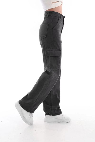 Asortix Children's Cargo Pocket Detailed High Waist Wide Leg Jeans