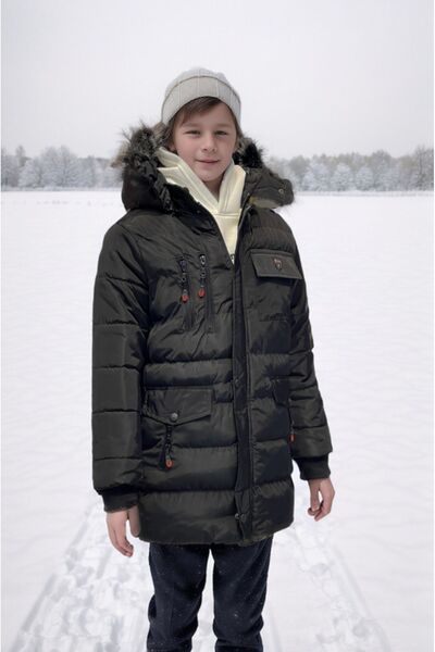 Asortix Chlapecký kabát Vodě a větruodolná kožešina s odnímatelnou kapucí