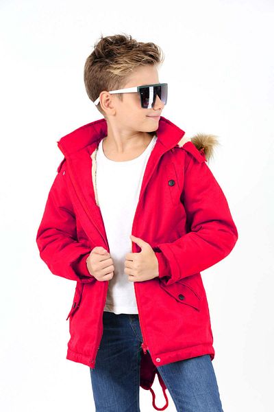 Asortix Boy's Waterproof Removable Hooded Plush Fur Lined Long Coat