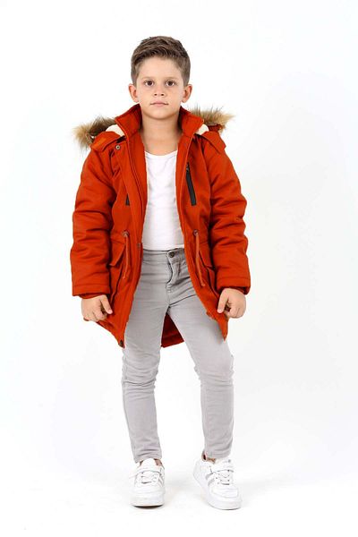 Asortik Kids Boy's Furry Hooded Winter Long Coat Coat